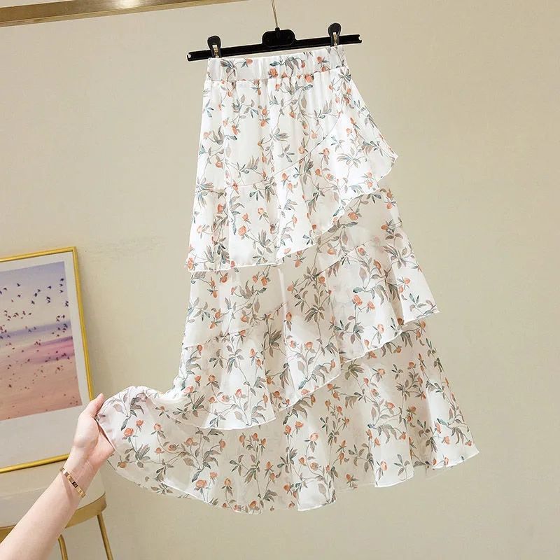 Yixin Women's Skirts 2025 - Ruffled, Long, and Chiffon