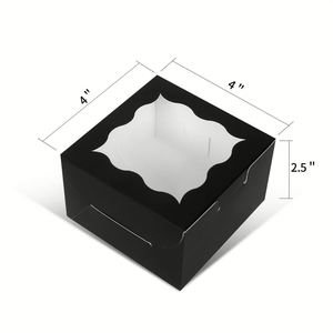 Wholesale Black Bakery Boxes 4x4x2.5 Inches Cookie Boxes Kraft Paper Black <b>Gift</b> <b>Box</b> for Pastries Cookies Pie Donuts Macaroon - Product Image 2