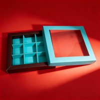 Boîte cadeau en chocolat personnalisée avec couvercle transparent, emballage de luxe pour bonbons et truffes avec séparateurs et impression de logo