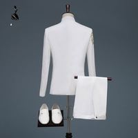 Tunique chinoise YZ Premium à col brodé or, 2 pièces, pour homme, costume formel pour mariages, spectacles sur scène et