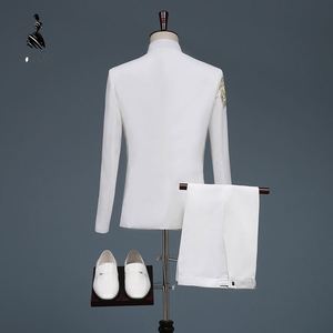 Túnica Chinesa Premium YZ com Gola Bordada em Ouro, Conjunto de 2 Peças para Homens, Traje <span class=keywords><strong>Formal</strong></span> para Casamentos e Apresentações - Product Image 2