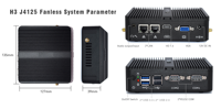 Mini PC de escritorio sin ventilador J4125 J1900 N3530 I3 I5 NUC Dual RS232 Dual LAN DDR4 Computadora industrial Nuevo producto