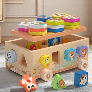 Qiaike unico Montessori forma in legno Sorter nuovo apprendimento educativo giocattolo per bambini e bambine blocchi di impilamento regalo - Product Image 1