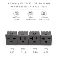 Prise industrielle américaine 15A 250V NEMA 6-15R anti-pincement IP22, adaptateur de connecteur femelle à 3 broches pour montage sur panneau PDU
