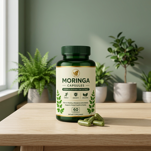 Capsules d'extrait de feuilles de Moringa Oleifera, complément alimentaire, 60 unités, antioxydant, soutien à base de plantes pour la santé des adultes (non destiné aux nouveau-nés) - Product Image 1