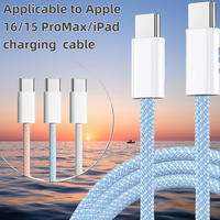 Câble de charge rapide USB-C vers USB-C 1M 60W avec gaine en nylon et conducteur en cuivre pur pour iPhone 16/17 Max Pro et ordinateur, boîte couleur incluse