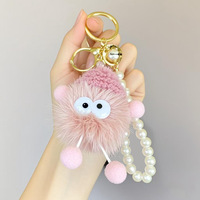 Pendentif en fausse fourrure de vison en forme de petit charbon de bois, adorable poupée elfe en peluche, porte-clés, petit accessoire de charme, cadeau
