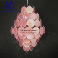 Lustre artistique en verre à motif rose médiéval français, suspension de luxe léger pour villa, salon, salle à manger, plafond haut, décoration intérieure