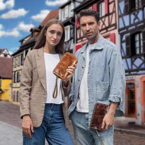 <span class=keywords><strong>Pochette</strong></span> Minimalista Unisex in Vera Pelle Pieno Fiore per <span class=keywords><strong>Uomo</strong></span> e Donna Borsa a Mano Piccola Convertibile a Tracolla con Tripla Cerniera - Product Image 3