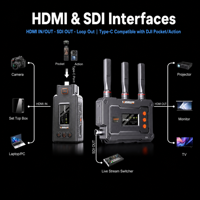 Émetteur-récepteur sans fil SDI HDMI 500M avec écran, pour OSMO Pocket 3/4 et caméras d'action, événements en extérieur et tournages sur le terrain