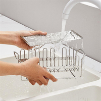 Organisateur d'évier de cuisine en acier inoxydable SUS304, support pour éponge, brosse à vaisselle et savon