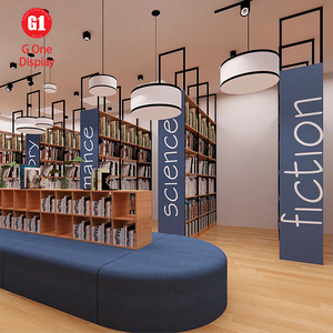 Étagères de présentation de livres modernes sur mesure pour librairie, bibliothèques spacieuses avec éclairage LED élégant - Product Image 6