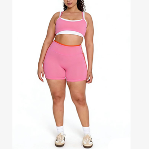 Conjunto Deportivo de Yoga Personalizado OEM de 2 Piezas para Mujer, Top Cruzado de Doble Capa con Contraste y Leggings Deportivos con Relleno Extraíble - Product Image 5