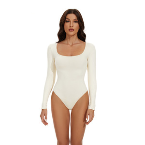 Vêtement sculptant sans couture à manches longues et col rond pour femme, vêtement sculptant grande taille pour femme, lingerie pour femme - Product Image 2
