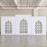Mur de toile de fond de mariage marocain blanc, panneau d'arche islamique, fond de scène pour cérémonie, salle de banquet, décoration d'événements