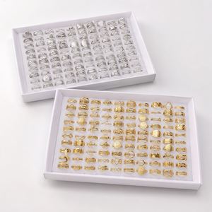 Wholesale Cheap Gold Plated Mixed Women <b>Adjustable</b> <b>Rings</b> Set Wedding Engagement Jewelry Bulk Stainless Steel <b>Rings</b> - Product Image 4