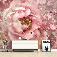 Nouveau Papier Peint Mural Non Tissé Rose Floral Rétro Personnalisé 2026 pour Chambre à Coucher, Fond Chaleureux, Papier Peint Adhésif Décollable et Collable