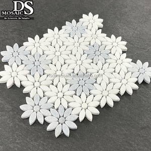 Azulejo de mármol blanco de Thassos moderno <span class=keywords><strong>mosaico</strong></span> de piedra Natural Margarita flor acento pared para baño Hotel cocina Backsplash piso - Product Image 5