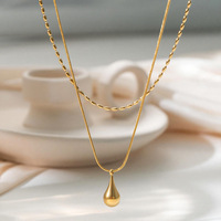 Collier double couche goutte d'eau style européen-américain pour femme, chaîne de perles de riz, tendance et de niche