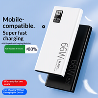 Power Bank Ultra Tipis Portabel 66W PD Pengisian Cepat Kapasitas Tinggi Kabel Terintegrasi Dapat Dilepas Logo OEM/ODM Kustom Hadiah Bisnis