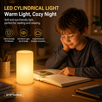 Lampe de table LED CoolQing à piles, écologique, à intensité variable, avec télécommande, pour la lecture et l'ambiance, design cylindrique, protection des yeux