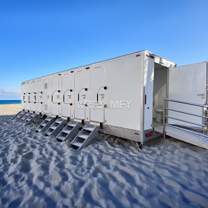 Baño de 10 estaciones, inodoros móviles de negocios de 34 pies, inodoro portátil de lujo y remolque para ducha - Product Image 1