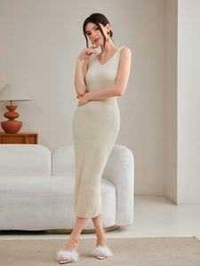 Abito Slim in tinta unita personalizzato invernale con colletto felpato <span class=keywords><strong>cintura</strong></span> pelosa <span class=keywords><strong>Cardigan</strong></span> lungo lavorato a maglia 2 pezzi completo maglione da donna - Product Image 4