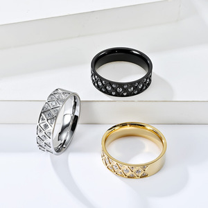 Luxury niche personalized <b>titanium</b> steel diamond-encrusted zircon <b>ring</b>, unisex style, suitable for everyday wear, stainless stee - Product Image 2