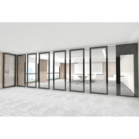 Cloisons de bureau en verre double couche pour salle de réunion, cadre en aluminium, épaisseur 85 mm, design moderne, panneau pliable, hautement efficace