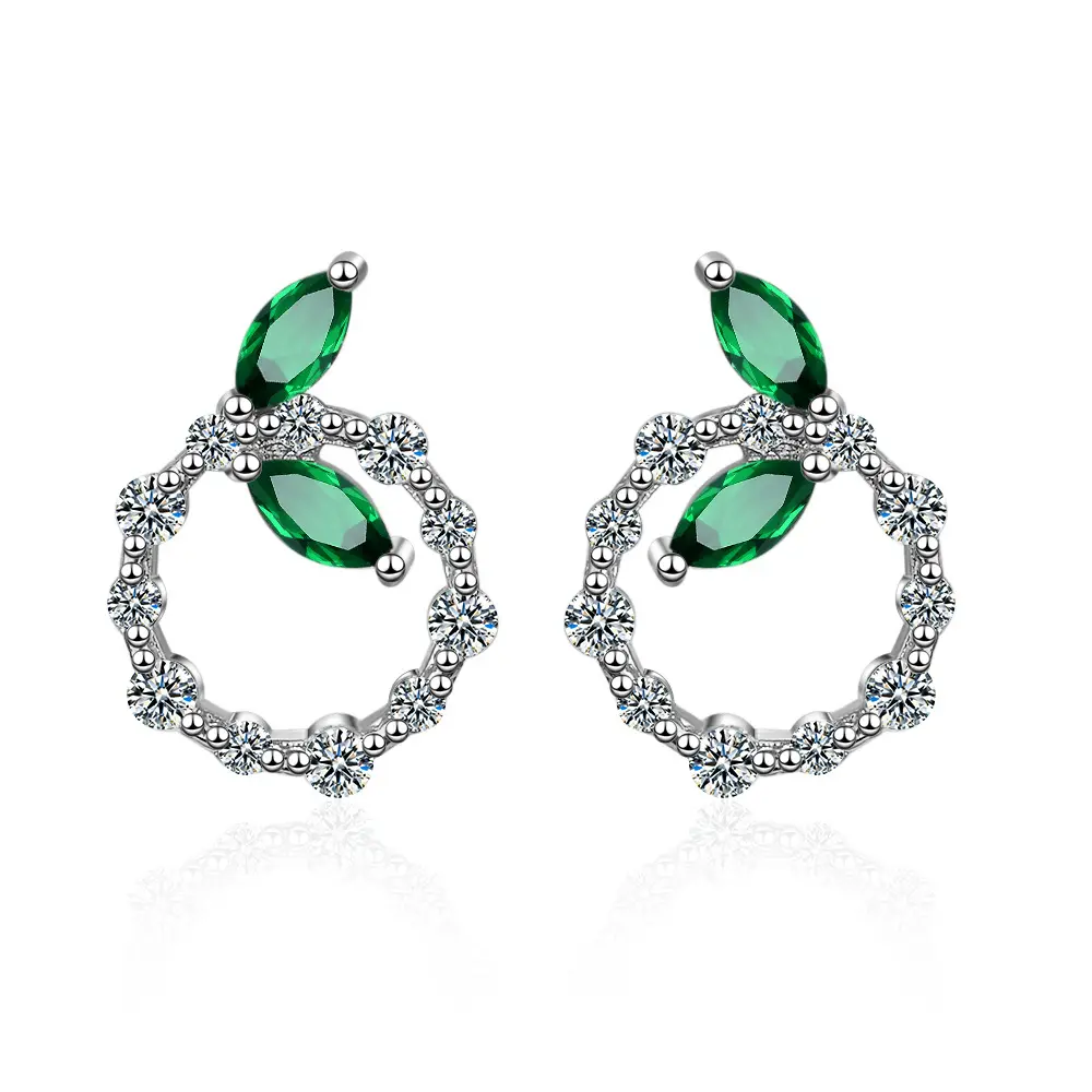 Nuovi orecchini a cerchio con zirconi verdi orecchini rotondi da donna