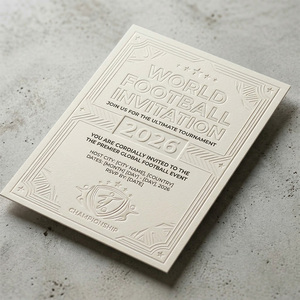 Invitación de Papel para Eventos Deportivos de Fútbol, con Textura en Relieve de Lujo, Impresión Personalizada, Estampado en Lámina Dorada, Tarjeta de Felicitación - Product Image 3