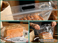 Bolsa de Embalaje de Plástico Transparente con Cierre Hermético, Bolsa Personalizada para Pan Tostado con Asa de Transporte para Panadería