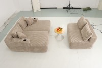 Canapé modulaire en velours côtelé moderne en forme de U, compressé sous vide, sans structure, sans assemblage, avec porte-gobelets, pour salon
