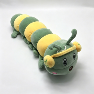 Peluche de oruga personalizado, oruga de peluche verde-amarilla, almohada larga de peluche con forma de oruga - Product Image 2