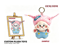 Porte-clés en peluche personnalisé, mascotte mignonne à cheveux roses, pour souvenir d'entreprise