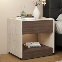 Tables de chevet flottantes naturalistes avec lampe intelligente et 2 tiroirs pour chambres et hôtels