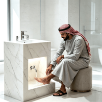 Lavabo sur pied en pierre de quartz de style musulman moderne, lavabo pour se laver les pieds, design personnalisé en pierre naturelle