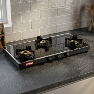Table de cuisson à gaz GPL 3 brûleurs, haute efficacité, brûleurs en laiton, alimentation manuelle, surface en verre de 30 pouces, usage hôtelier - Product Image 3