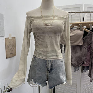 Y 2K Sexy Één-Schouder Enkellaags Dun Gesaldeerd Korte Top + Binnenlaag Van Gewatteerde Racerback Top - Product Image 2