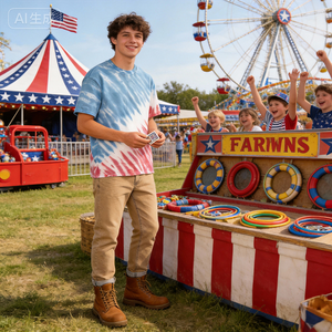 <span class=keywords><strong>Camiseta</strong></span> Premium de 220g 100% Algodón con Estampado Geométrico Tie-Dye - Personalizable, Cuello Redondo, Corte Regular, Transpirable y Ecológica - Product Image 6