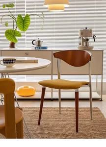 Modern European High-End Restaurant <b>Dining</b> <b>Chair</b> Solid Wood Metal Backrest Soft Design Hotel Commercial Outdoor Bedroom School - Product Image 2
