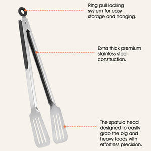 Pinze da Cucina <span class=keywords><strong>Multifunzione</strong></span> in Acciaio Inox con Manico in PP+TPR, Utensile per Afferrare Alimenti - Product Image 3