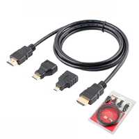 1.5M 3 en 1 HDMI mâle à mâle HDTV 1.4 câble avec adaptateur de Conversion Micro HDMI Mini HDMI câble inverseur prise pour PS5 PS4 Xbo