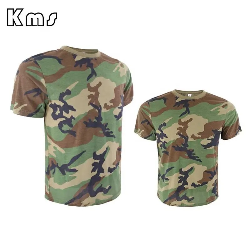 KMS Custom Hot Sale Customized Short Sleeves Crew Neck Quick Dry Breathable Tactical Camouflage T Shirt for Men