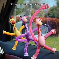 Girafe à ventouse lumineuse télescopique en plastique, jouet éducatif interactif parent-enfant, tube extensible anti-stress pour enfants de 5 à 7 ans