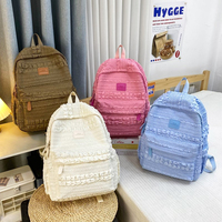 Mochila de Moda Acolchada con Volantes para Mujer, Linda Mochila de Lona para Viajes, Escuela, Portátil, con Compartimento para Laptop, Gran Capacidad, Ligera