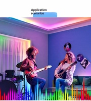 Bande lumineuse LED d'ambiance BT 5V colorée (WS2812B) avec effet d'eau courante et respiration intelligente pour TV et bureau