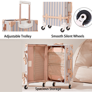 Tùy Chỉnh Sang Trọng Cổ Điển Mang Theo Trên Hành Lý Đặt Dải Màu Xanh Cabin Hành Lý PU Da Dễ Thương Thiết Kế Thân Vali Với Trang Điểm Trường Hợp - Product Image 4