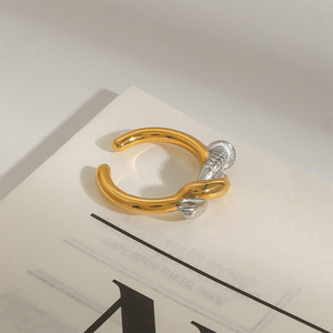 แหวนสแตนเลสสีผสมประดับเล็บแหวนแฟชั่นชุบทองกันน้ำไม่ก่อให้เกิดอาการแพ้ - Product Image 4