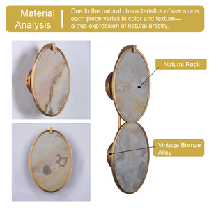 Lampe murale de salle de bain ronde minimaliste de luxe en alliage de bronze vintage avec LED, en pierre naturelle, vente en gros - Product Image 6